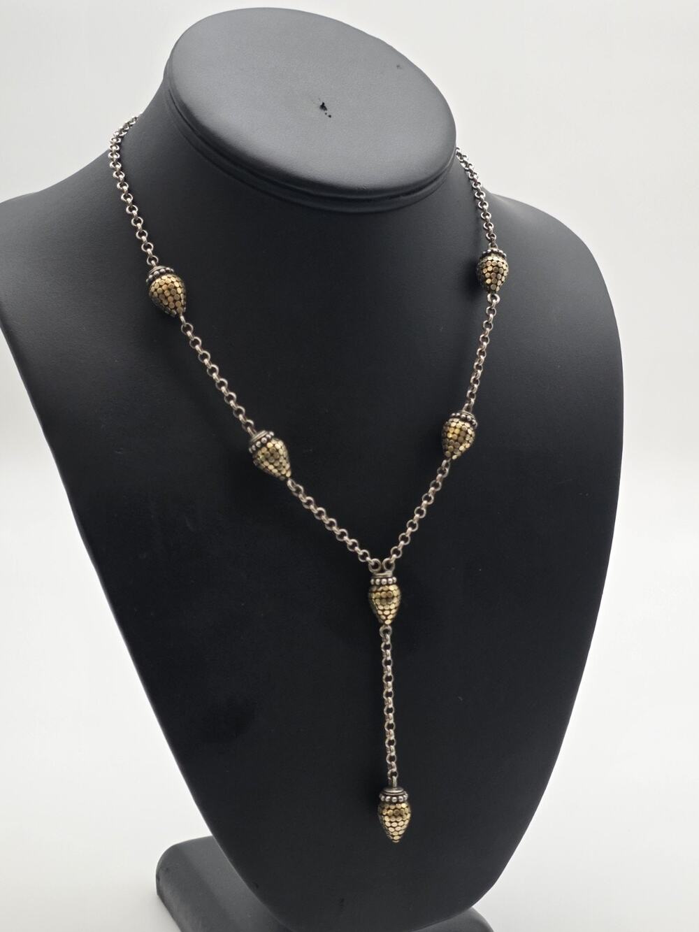 Vintage John Hardy 18K Gold Sterling Silver 925 Acorn Necklace 17 Inches